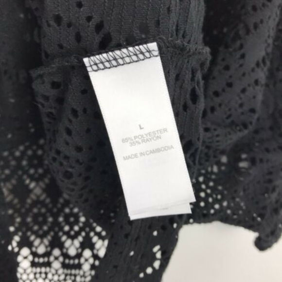 Bisou Bisou Open Knit Short Sleeve Over Shirt Top - Picture 5 of 6